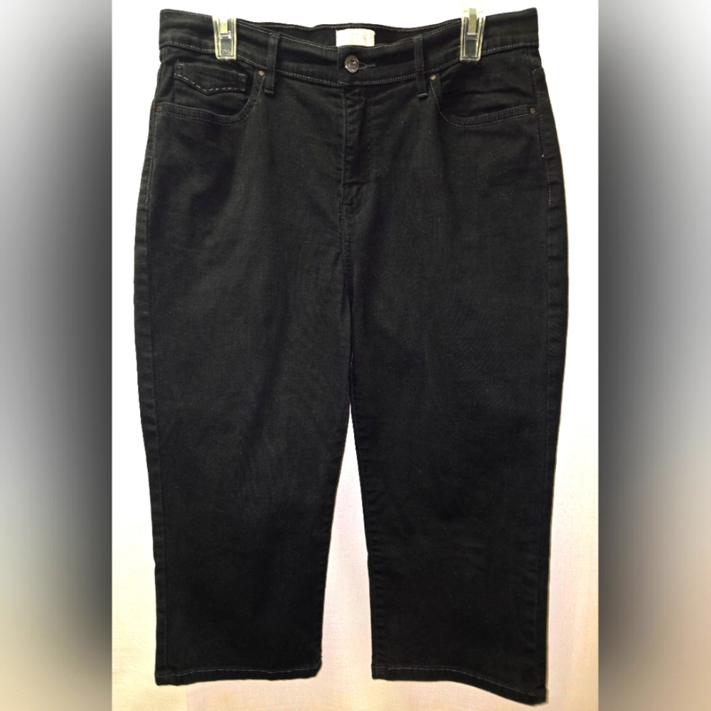 Levi's Womens 512 Perfectly Slimming Jeans Straight Black Size 14 Pocket Detail